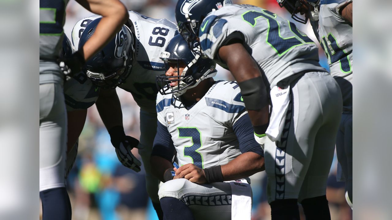 Seattle Seahawks quarterback Russell Wilson (3) reacts during the second  half of an NFL football game against the Carolina Panthers in Charlotte,  N.C., Sunday, Dec. 15, 2019. (AP Photo/Brian Blanco Stock Photo - Alamy