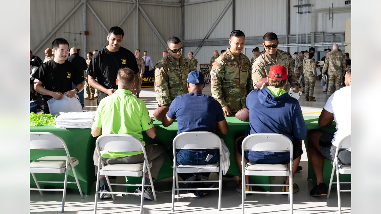 Seahawks, Falcons players visit JBLM, Article