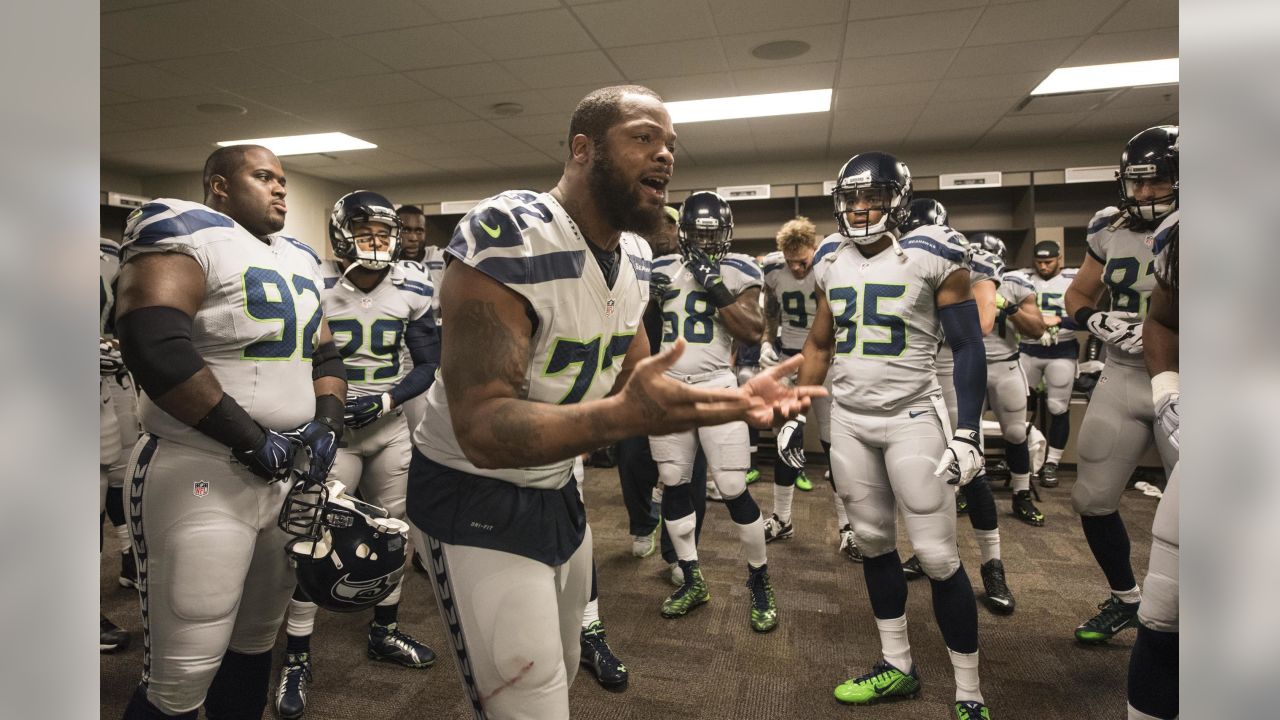 Seattle Seahawks' Doug Baldwin (89) celebrates his touchdown catch with  Fred Jackson during the second half of an NFL football game against the  Green Bay Packers Sunday, Sept. 20, 2015, in Green