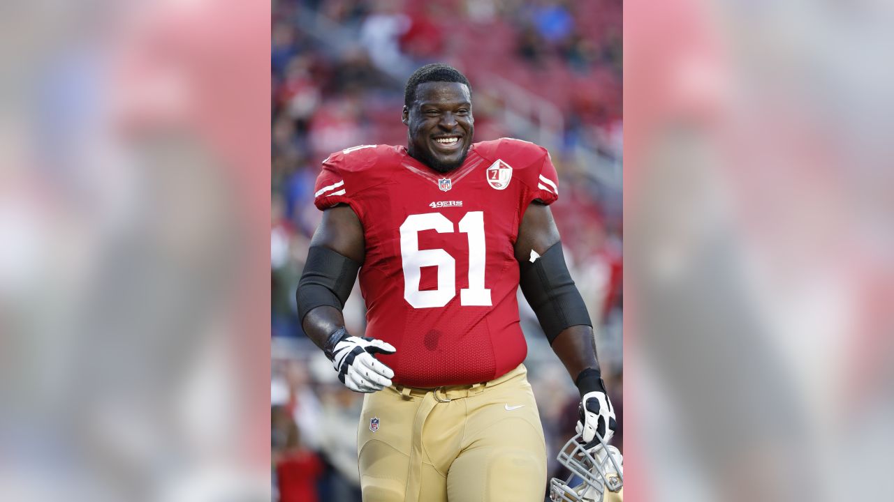 San Francisco 49ers Guard Andrew Tiller on the sidelines during