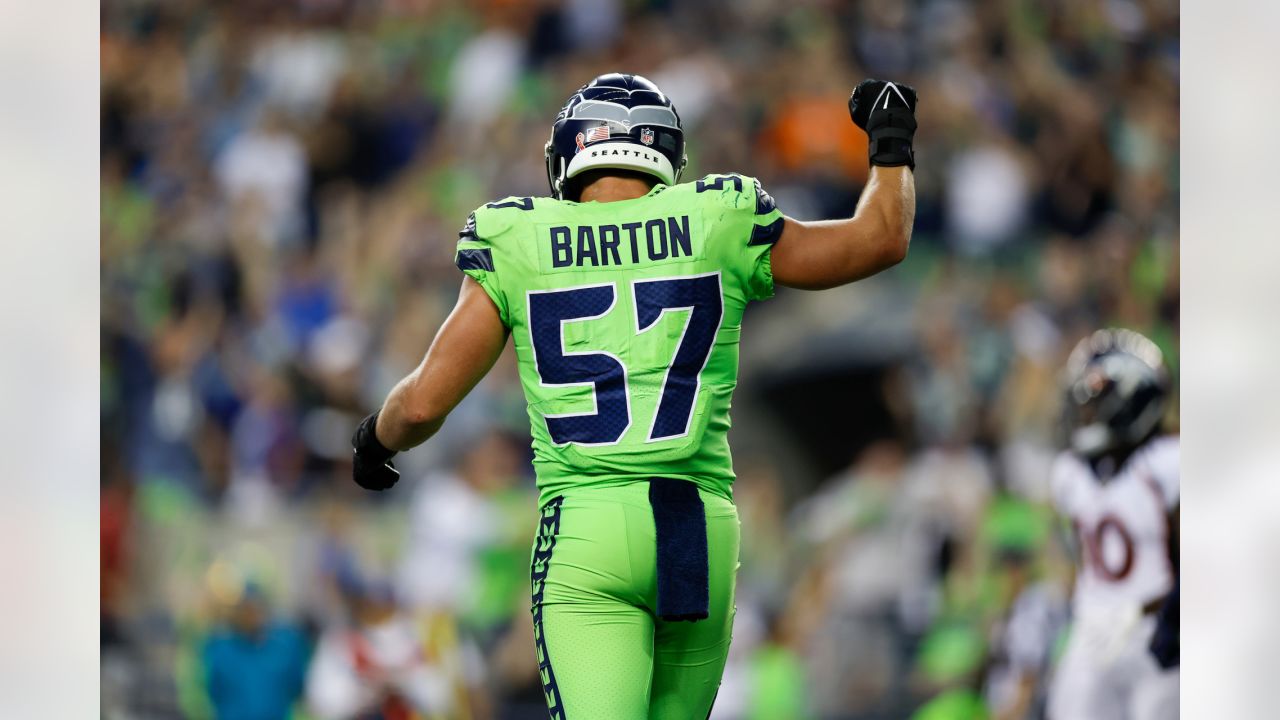 Seattle Seahawks linebacker Cody Barton (57) lines up for play during the  second half of an