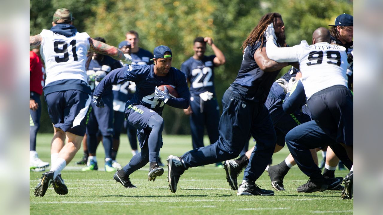 Seattle Seahawks defensive tackle Tony McDaniel (99) bats down a