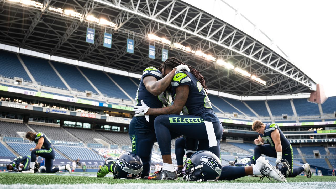 Seattle Seahawks safety Josh Jones stands on the field during the