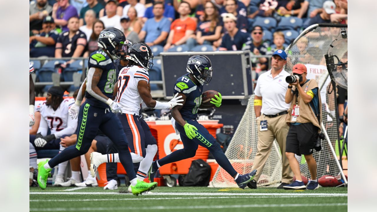 Seattle Seahawks quarterback Jacob Eason fires dart over the middle to wide  receiver Aaron Fuller for 16-yard gain