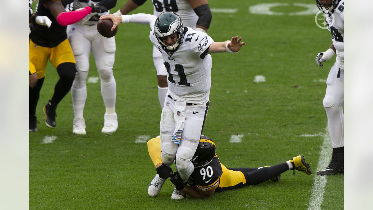 Pittsburgh Steelers outside linebacker Bud Dupree (48) on he sideline  during an NFL football game against the Philadelphia Eagles, Sunday, Oct.  11, 2020, in Pittsburgh. (AP Photo/Keith Srakocic Stock Photo - Alamy