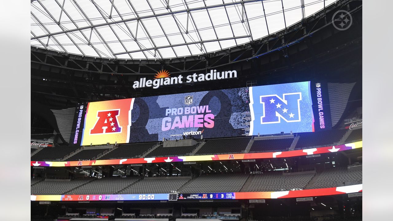 LAS VEGAS, NV - FEBRUARY 06: A general look at the football stadium during  the 2022 Pro Bowl presented by Verizon Sunday, Feb. 6, 2022, at Allegiant  Stadium in Las Vegas, Nevada. (