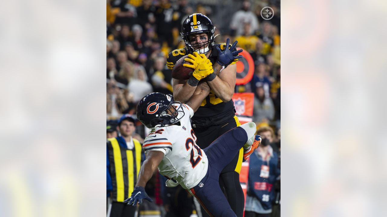 Pittsburgh Steelers tight end Pat Freiermuth (88) celebrates after catching  a touchdown pass against the Detroit Lions during an NFL football game,  Saturday, Aug. 21, 2021 in Pittsburgh, PA (AP Photo/Matt Durisko