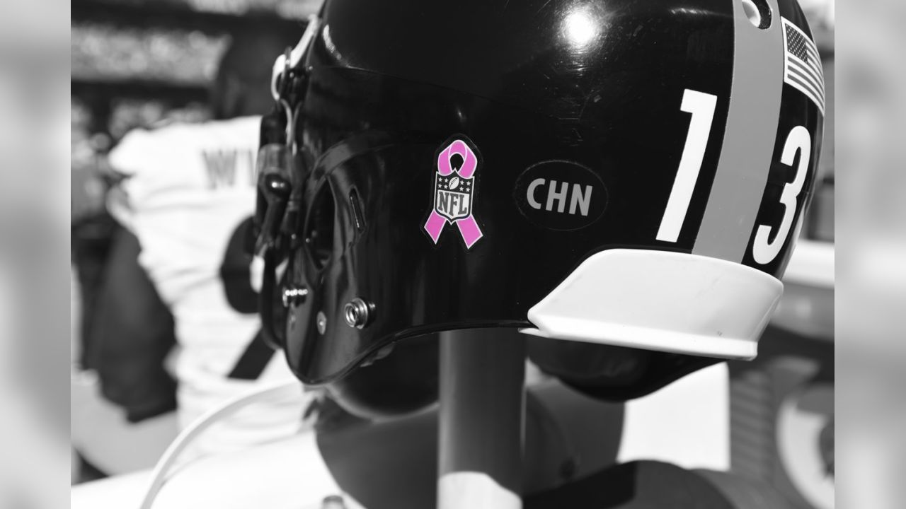 PITTSBURGH STEELERS PINK LOGO BREAST CANCER MATTE FOOTBALL MINI HELMET +  VISOR