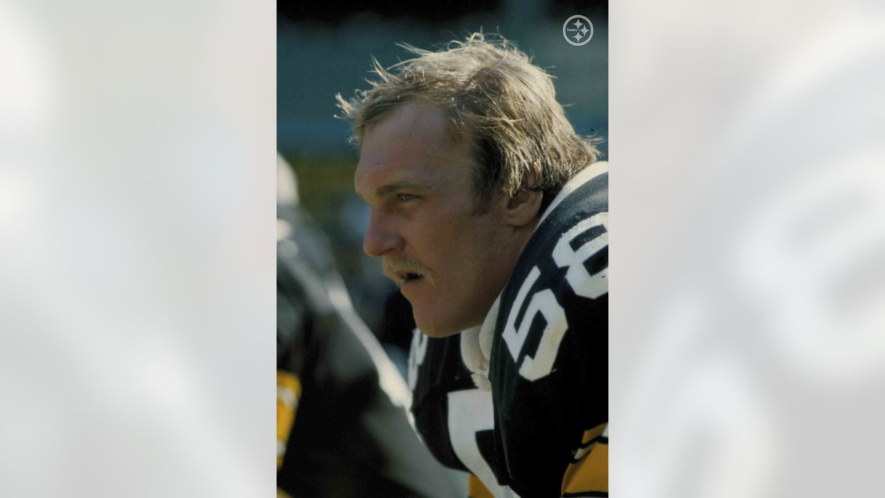 Linebacker Jack Lambert of the Pittsburgh Steelers on the bench in