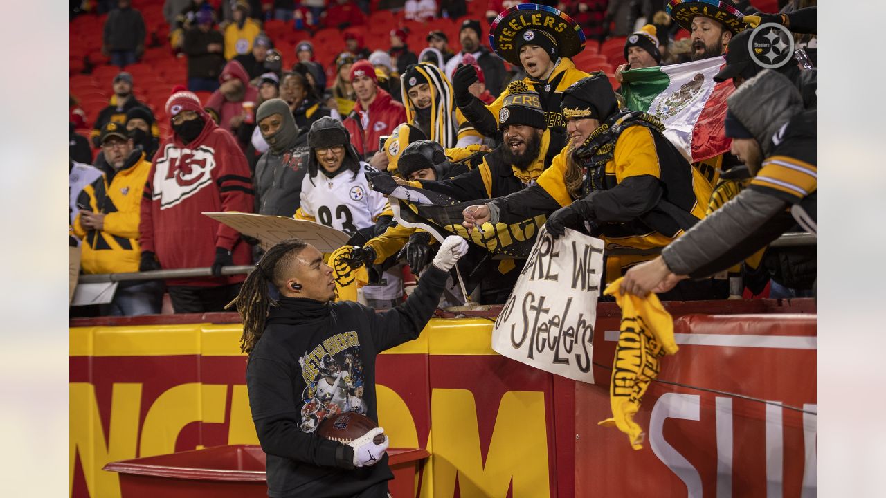 KANSAS CITY, MO - APRIL 28: A Pittsburgh Steelers fan in a