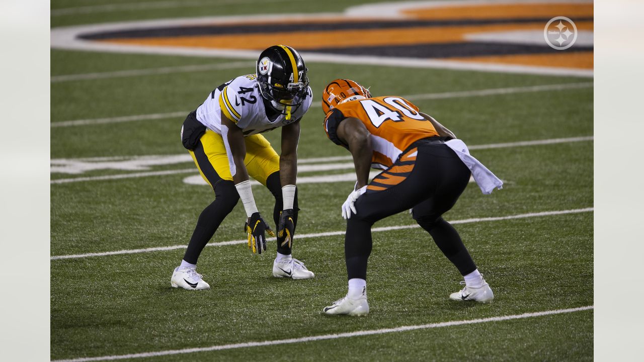 Pittsburgh Steelers cornerback James Pierre (42) warms up before an NFL  football game, Sunday, Sept. 18, 2022, in Pittsburgh, PA. (AP Photo/Matt  Durisko Stock Photo - Alamy