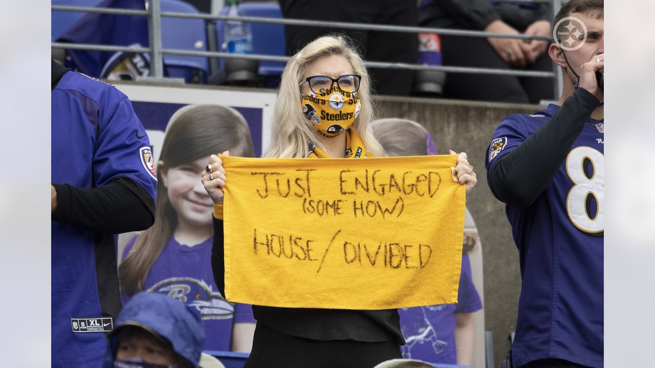 Pittsburgh Steelers vs. Baltimore Ravens. Fans support on NFL Game.  Silhouette of supporters, big screen with two rivals in background Stock  Photo - Alamy