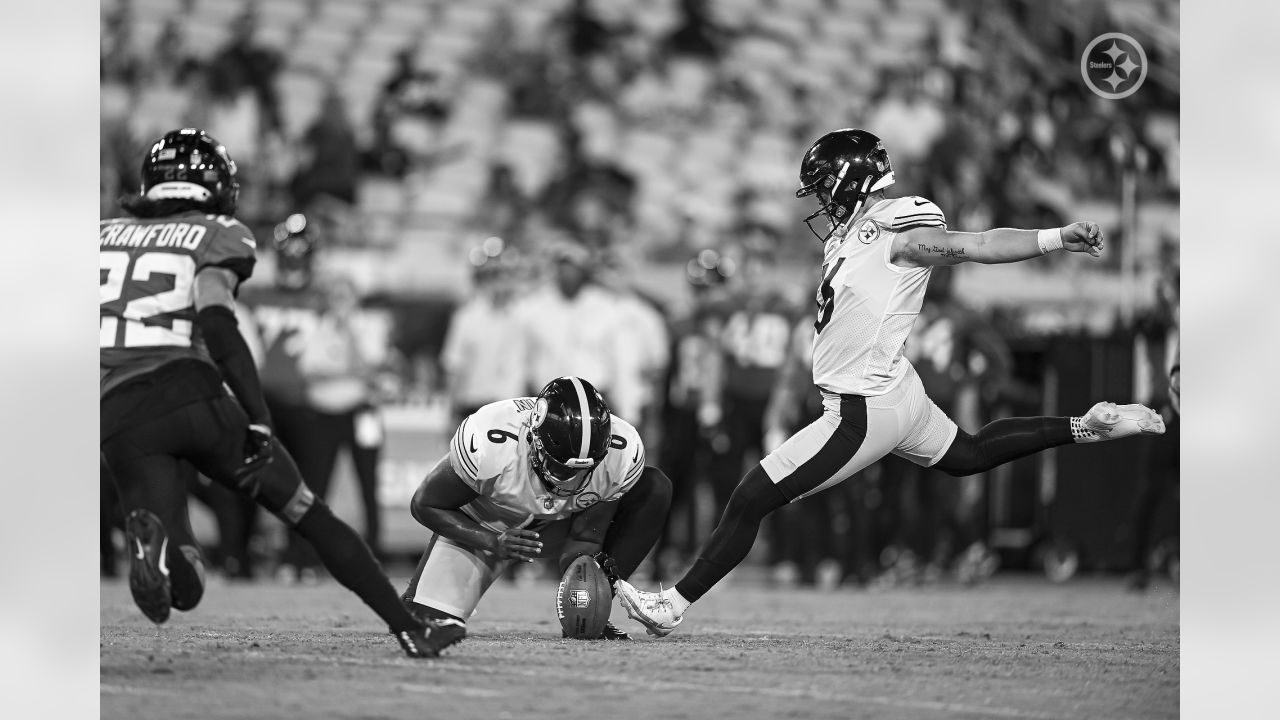 Pittsburgh Steelers defensive end DeMarvin Leal (98) sets up for a play  during the first half of a preseason NFL football game against the  Jacksonville Jaguars, Saturday, Aug. 20, 2022, in Jacksonville