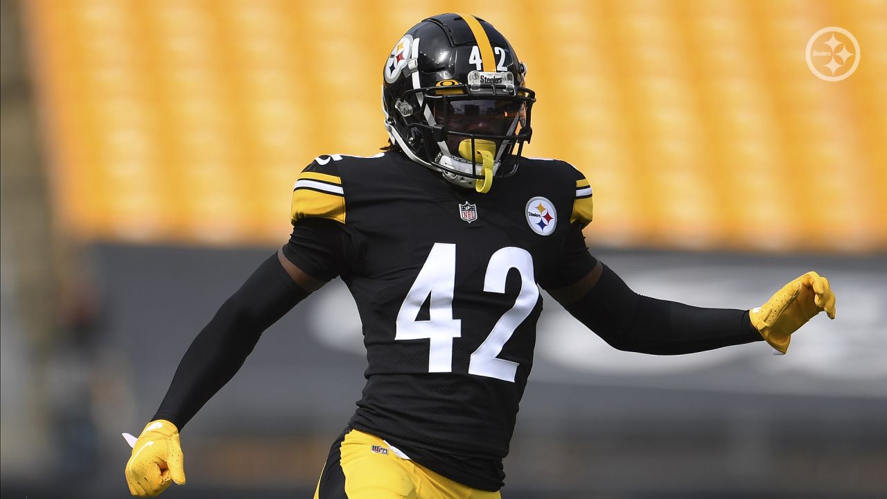 Pittsburgh Steelers' James Pierre (42) in action before a pre