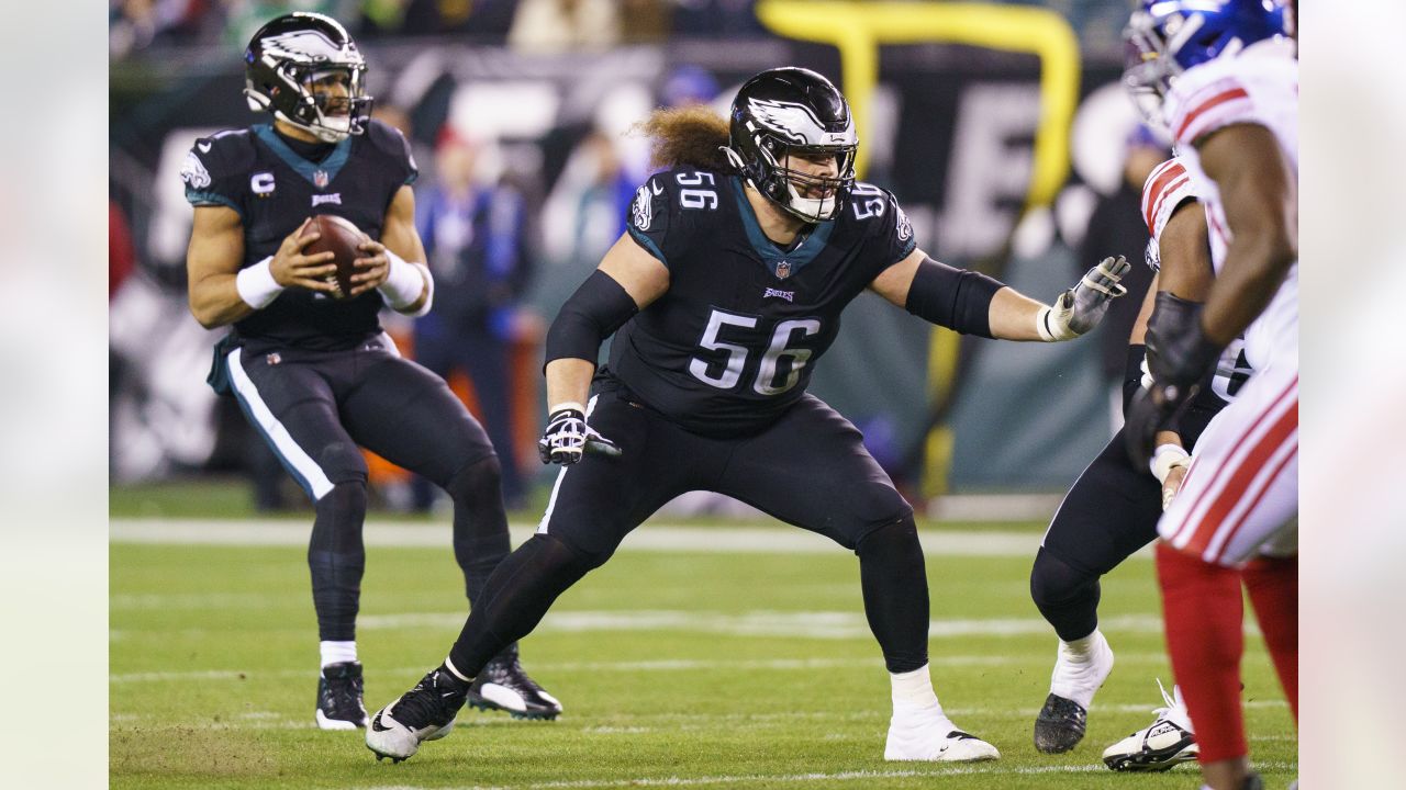 Philadelphia Eagles offensive guard Isaac Seumalo (56) lines up