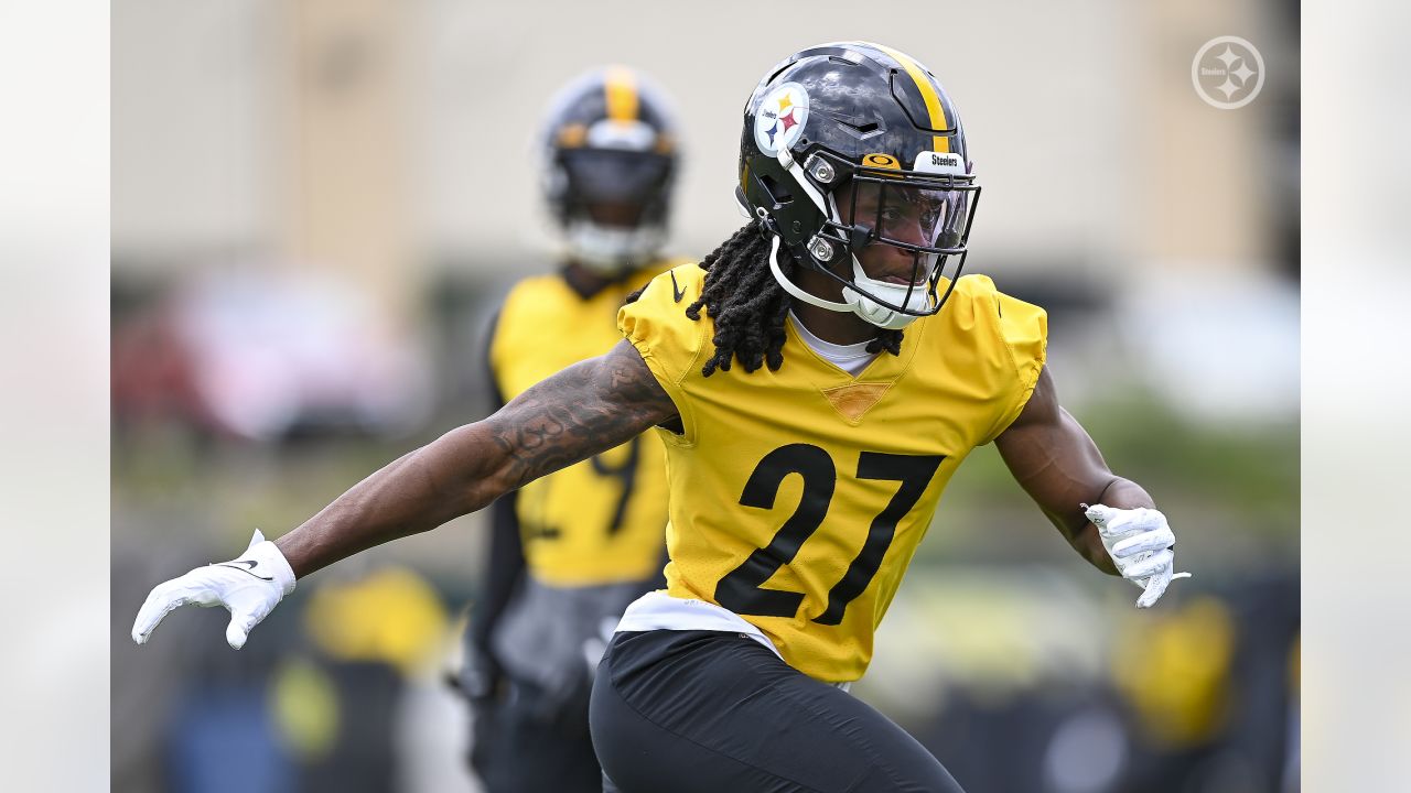 Pittsburgh Steelers safety Donald Washington (9) during NFL football rookie  minicamp, Saturday, May 7, 2016 in Pittsburgh. (AP Photo/Keith Srakocic  Stock Photo - Alamy