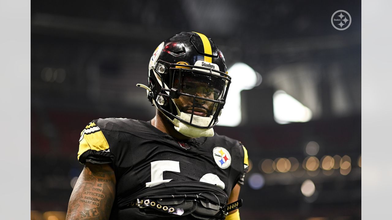 Pittsburgh Steelers linebacker Toby Ndukwe (45) works during the second  half of an NFL preseason football game against the Atlanta Falcons,  Thursday, Aug. 24, 2023, in Atlanta. The Pittsburgh Steelers won 24-0. (