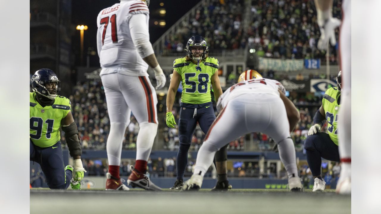 Seattle Seahawks linebacker Tanner Muse (58) in action during an