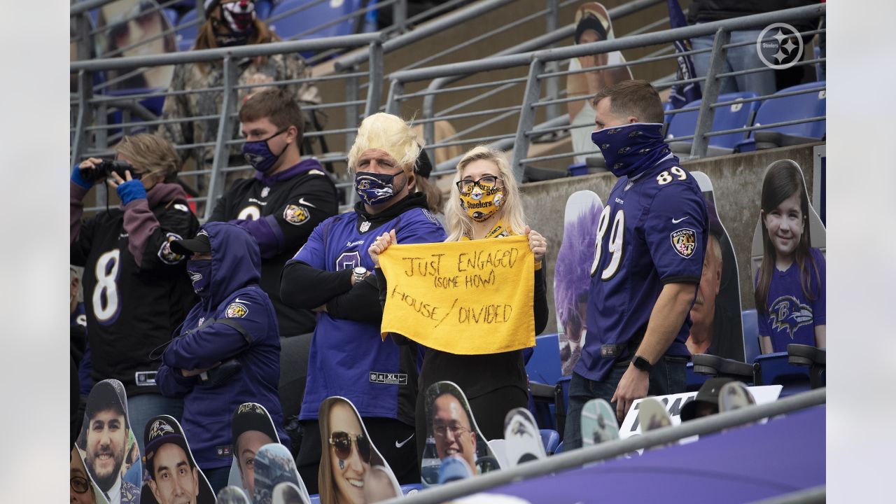 Pittsburgh Steelers vs. Baltimore Ravens. Fans support on NFL Game.  Silhouette of supporters, big screen with two rivals in background Stock  Photo - Alamy