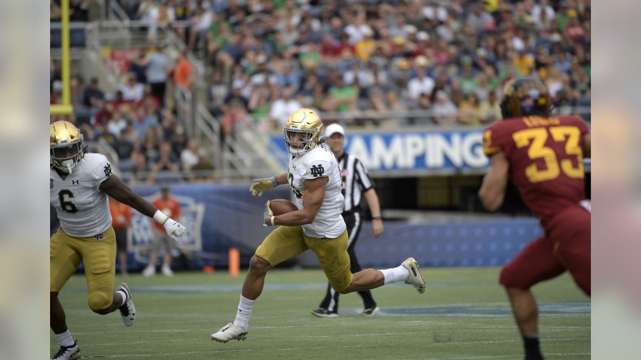 Notre Dame wide receiver Chase Claypool (83) celebrates as head