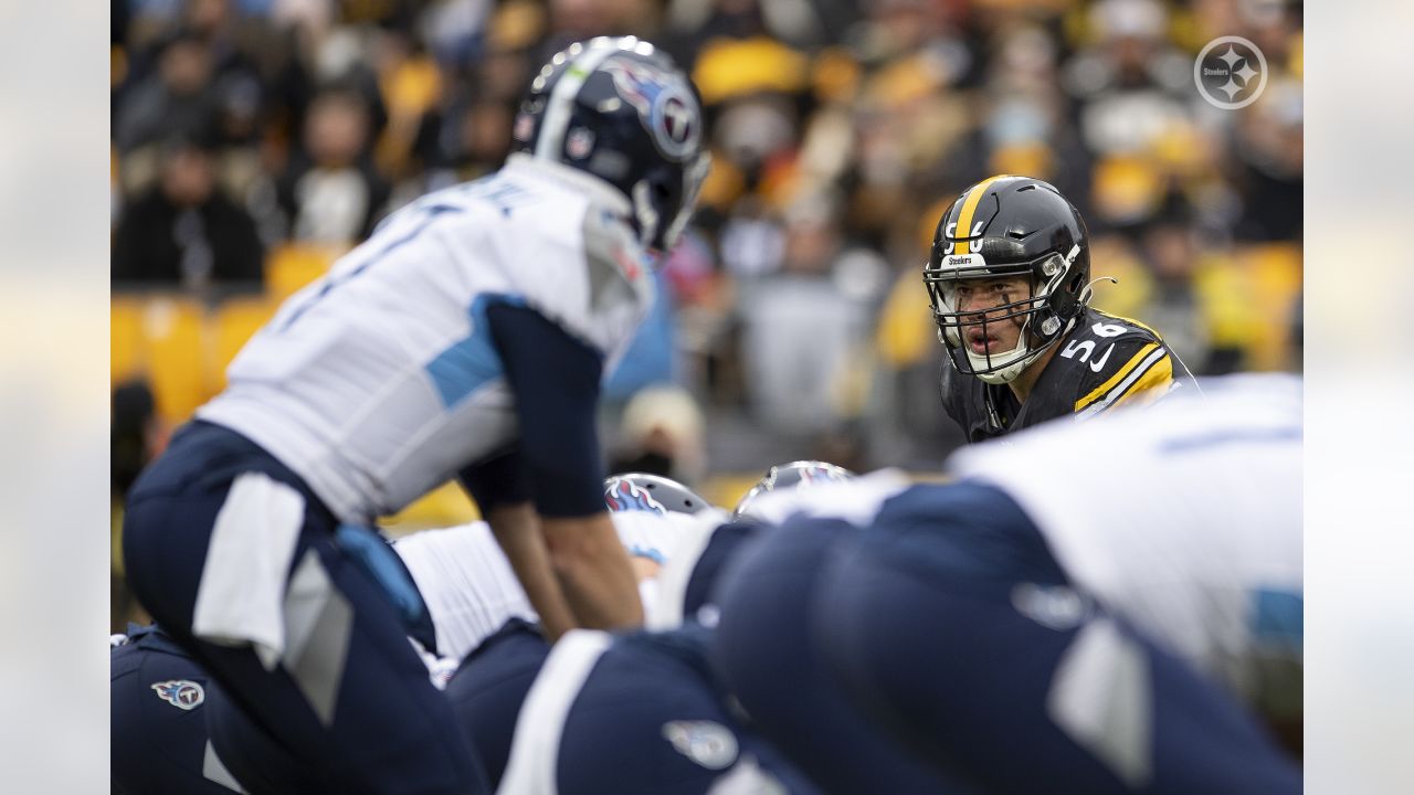 Pittsburgh Steelers linebacker Alex Highsmith (56) lines up for a play  during an NFL football game against the Cleveland Browns, Thursday, Sept.  22, 2022, in Cleveland. (AP Photo/Kirk Irwin Stock Photo - Alamy