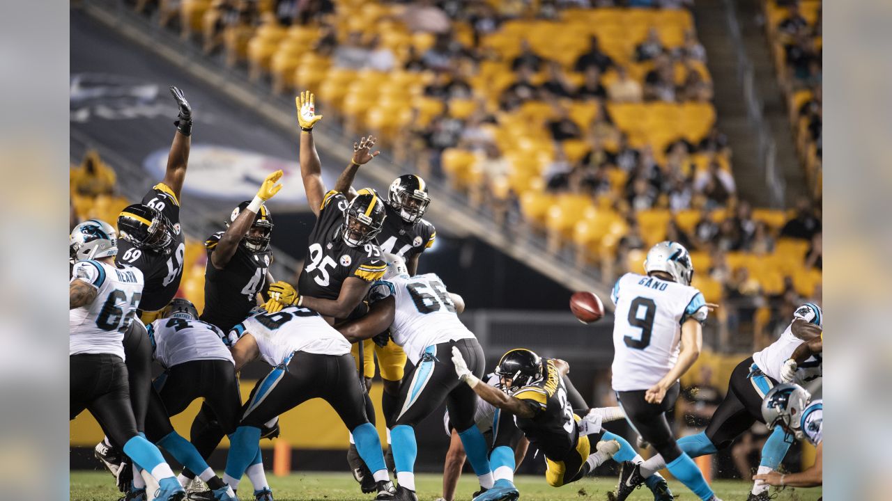 Pittsburgh Steelers defensive back Jordan Dangerfield (37) runs off the  field following the Steelers 52-21 win against the Carolina Panthers at  Heinz Field in Pittsburgh on November, 2018. Photo by Archie Carpenter/UPI