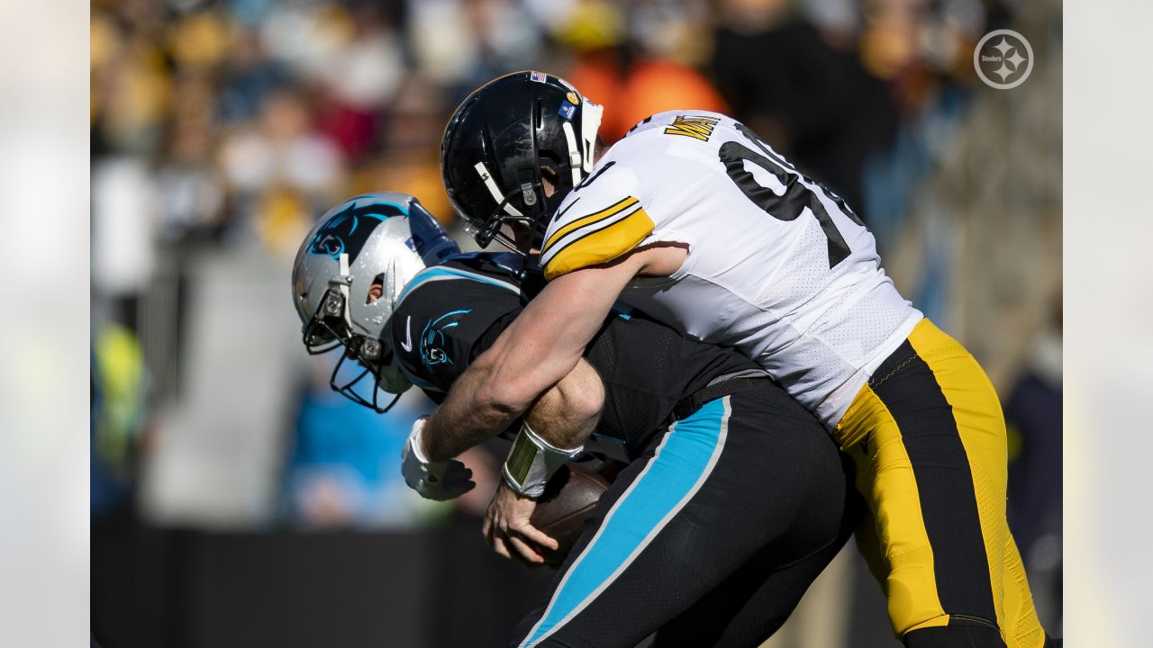 T.J. Watt of the Pittsburgh Steelers sacks Sam Darnold of the