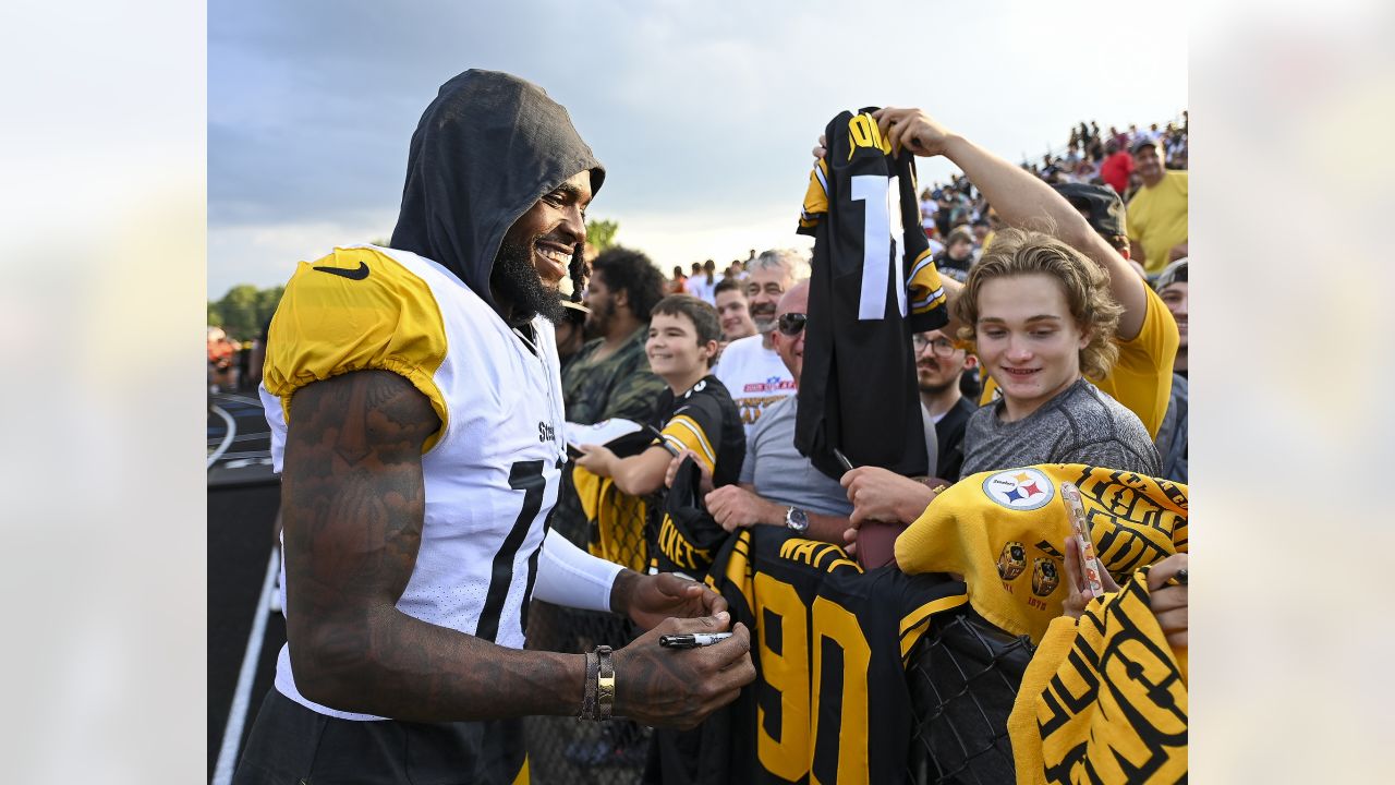 Pittsburgh Steelers receiver Mike Wallace catches a pass during a drill  during NFL training camp in Latrobe, Pa., Friday, July 29, 2011. (AP  Photo/Gene J. Puskar Stock Photo - Alamy