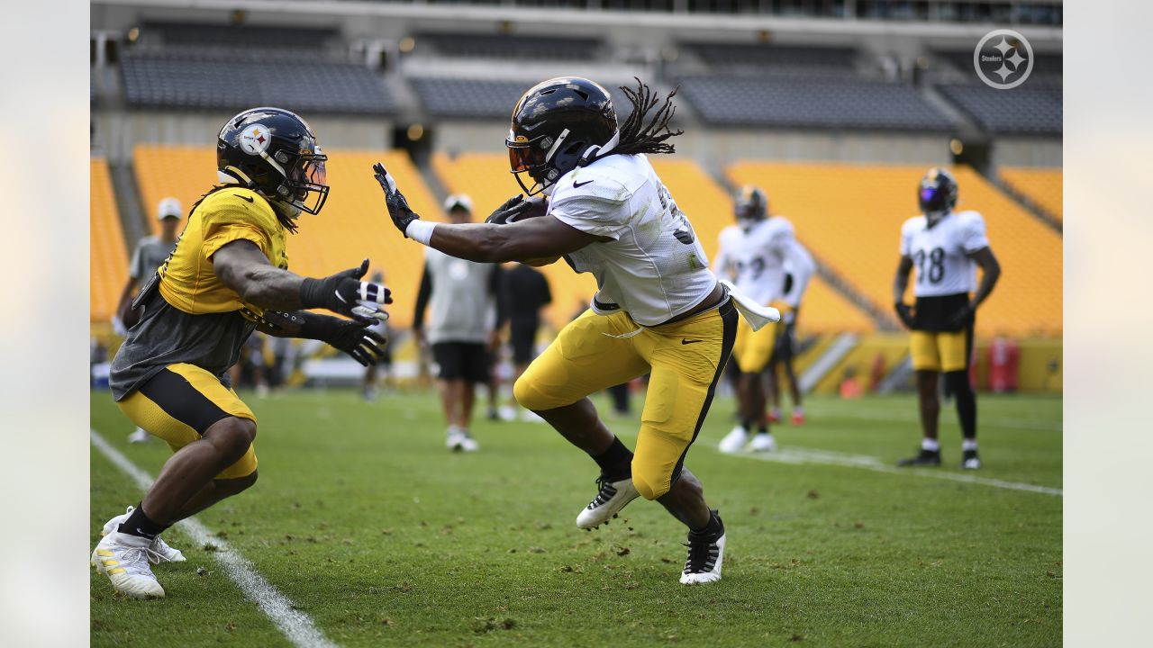 Pittsburgh Steelers running back Trey Edmunds (33) works during the team's  NFL mini-camp football practice in Pittsburgh, Tuesday, June 15, 2021. (AP  Photo/Gene J. Puskar Stock Photo - Alamy