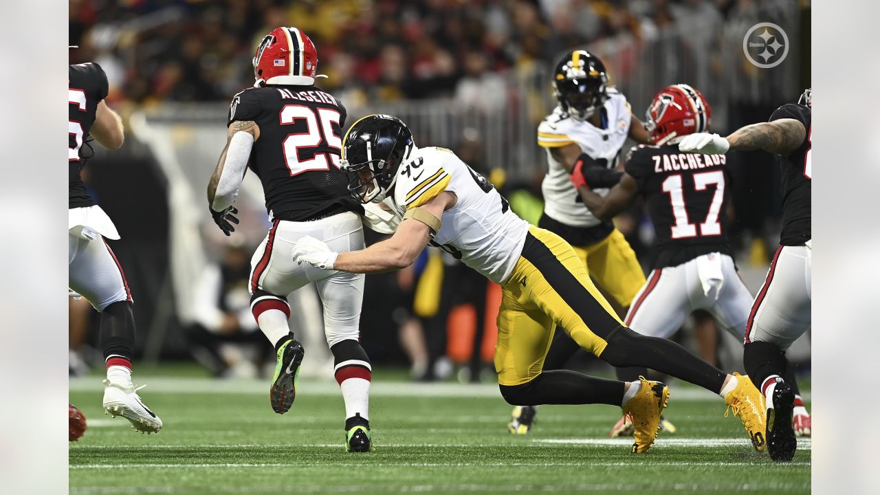 Atlanta Falcons tight end John FitzPatrick (87) works during the second  half of an NFL preseason football game against the Pittsburgh Steelers,  Thursday, Aug. 24, 2023, in Atlanta. The Pittsburgh Steelers won