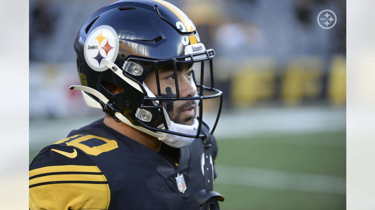 PITTSBURGH, PA - NOVEMBER 20: A photo of a Cincinnati Bengals Color Rush  helmet during the national football league game between the Cincinnati  Bengals and the Pittsburgh Steelers on November 20, 2022