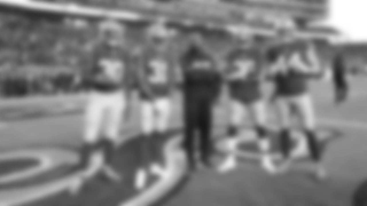 RB Jeff Wilson Jr., RB Raheem Mostert, RB Matt Breida, RB Tevin Coleman and FB Kyle Juszczyk