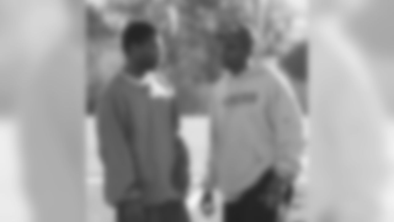 CB Marcus Hudson talks with head strength coach Duane Carlisle