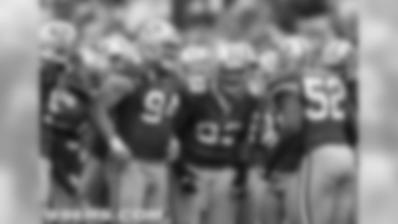 Here's a shot of the defensive huddle against Atlanta.