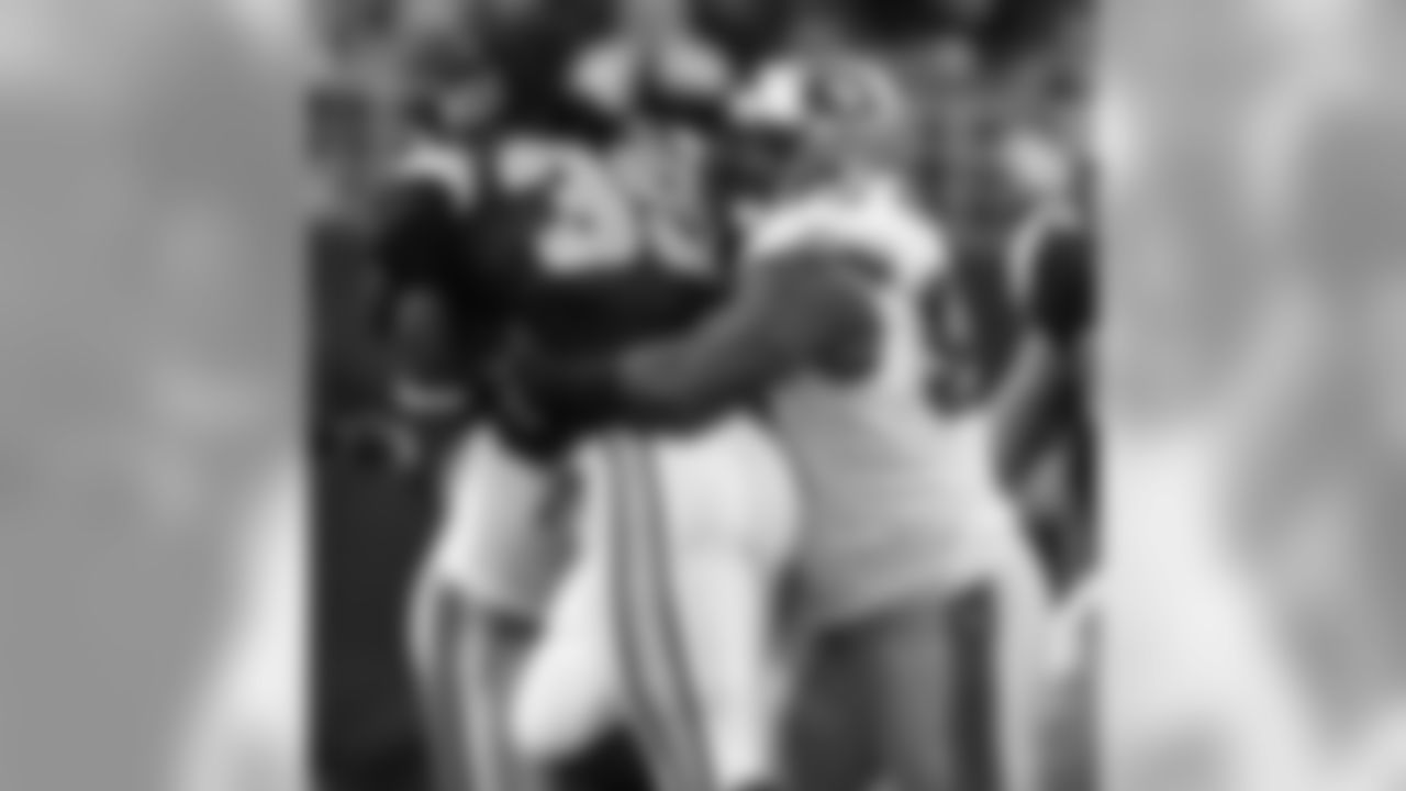 Defensive lineman Ron Fields takes down Steven Jackson