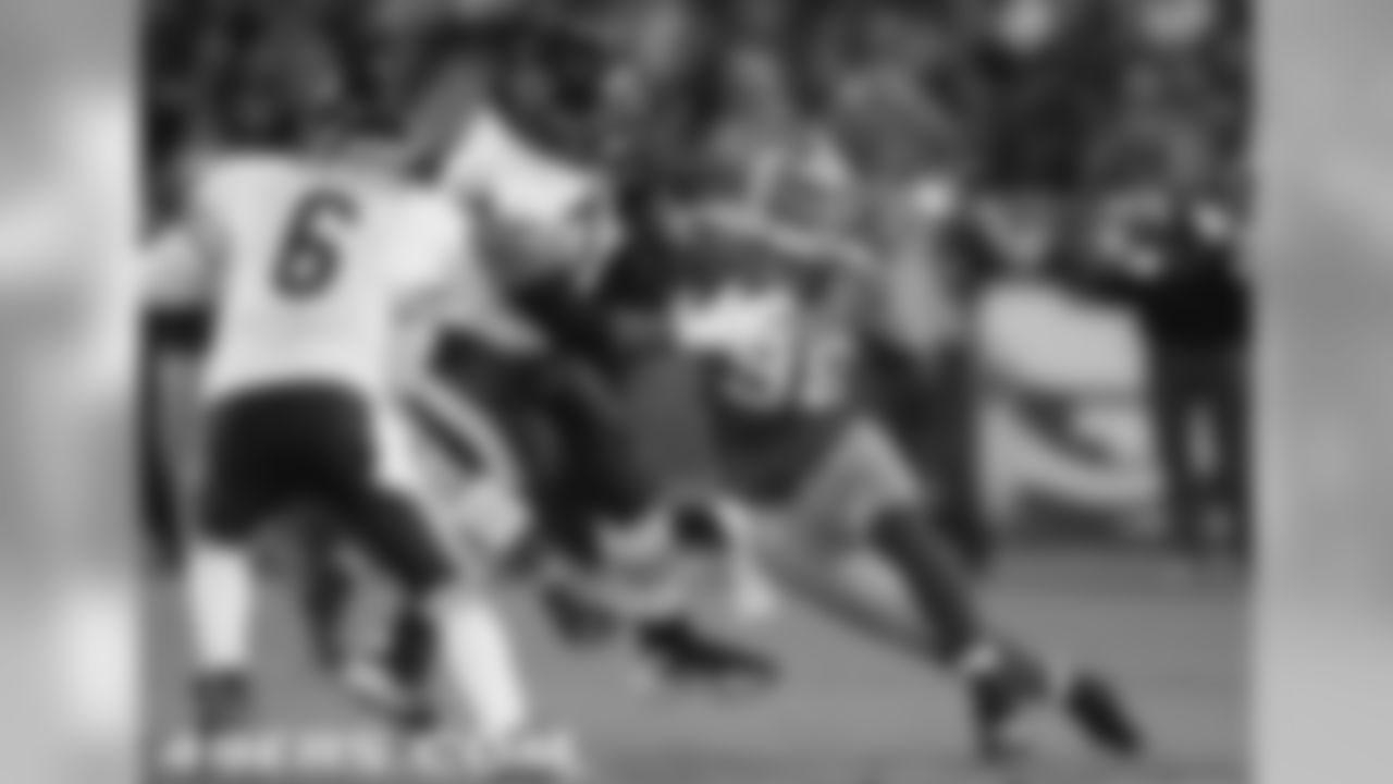 Haralson gets off a block by delivering a blow of his own.