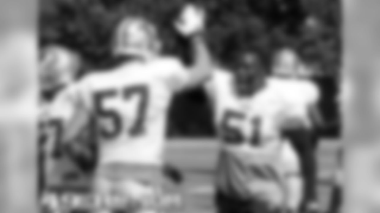 LB Matt Wilhelm celebrates his interception with LB Takeo Spikes