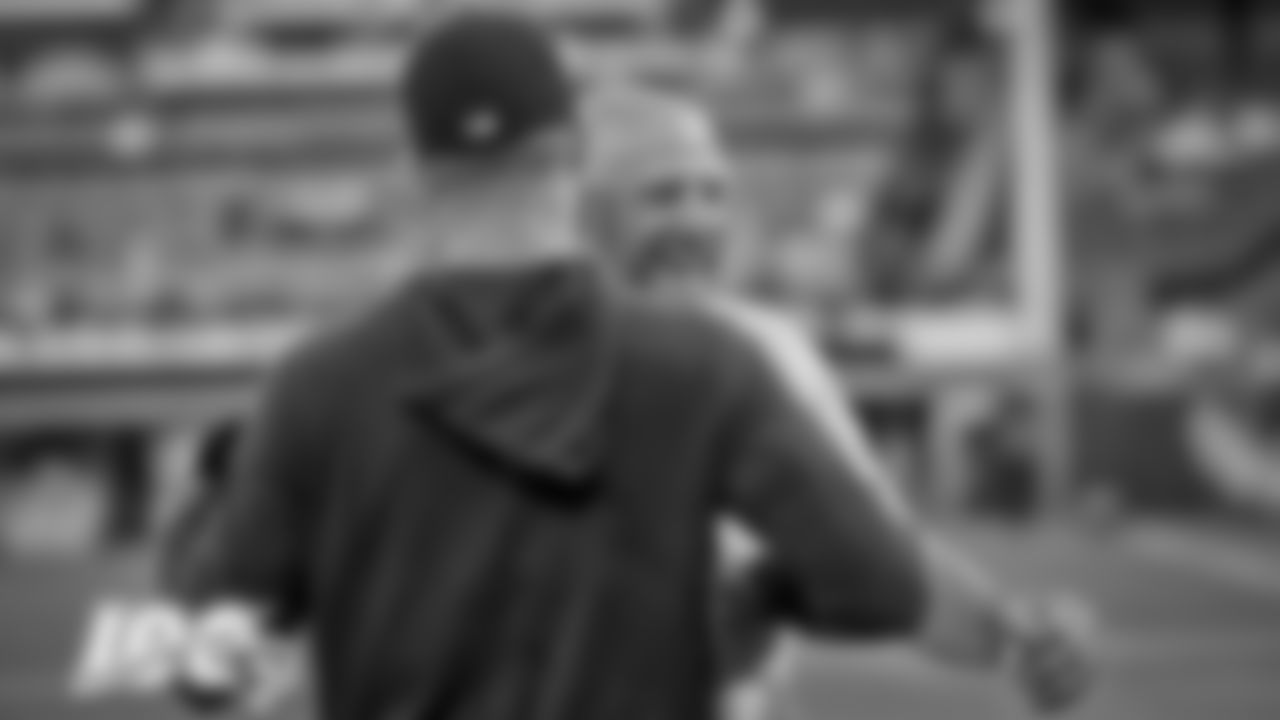 Chicago Bears head coach Matt Nagy throws out the first pitch at a Chicago White Sox game, Wednesday, July 3, 2019, in Chicago, Illinois.