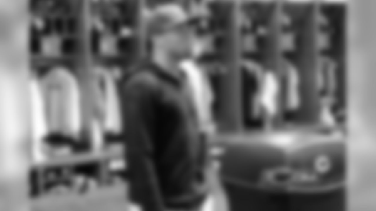 Rookie CB Kyle Fuller enters the Chicago Bears locker room for the first time after being selected with the 14th pick in the 2014 NFL Draft.