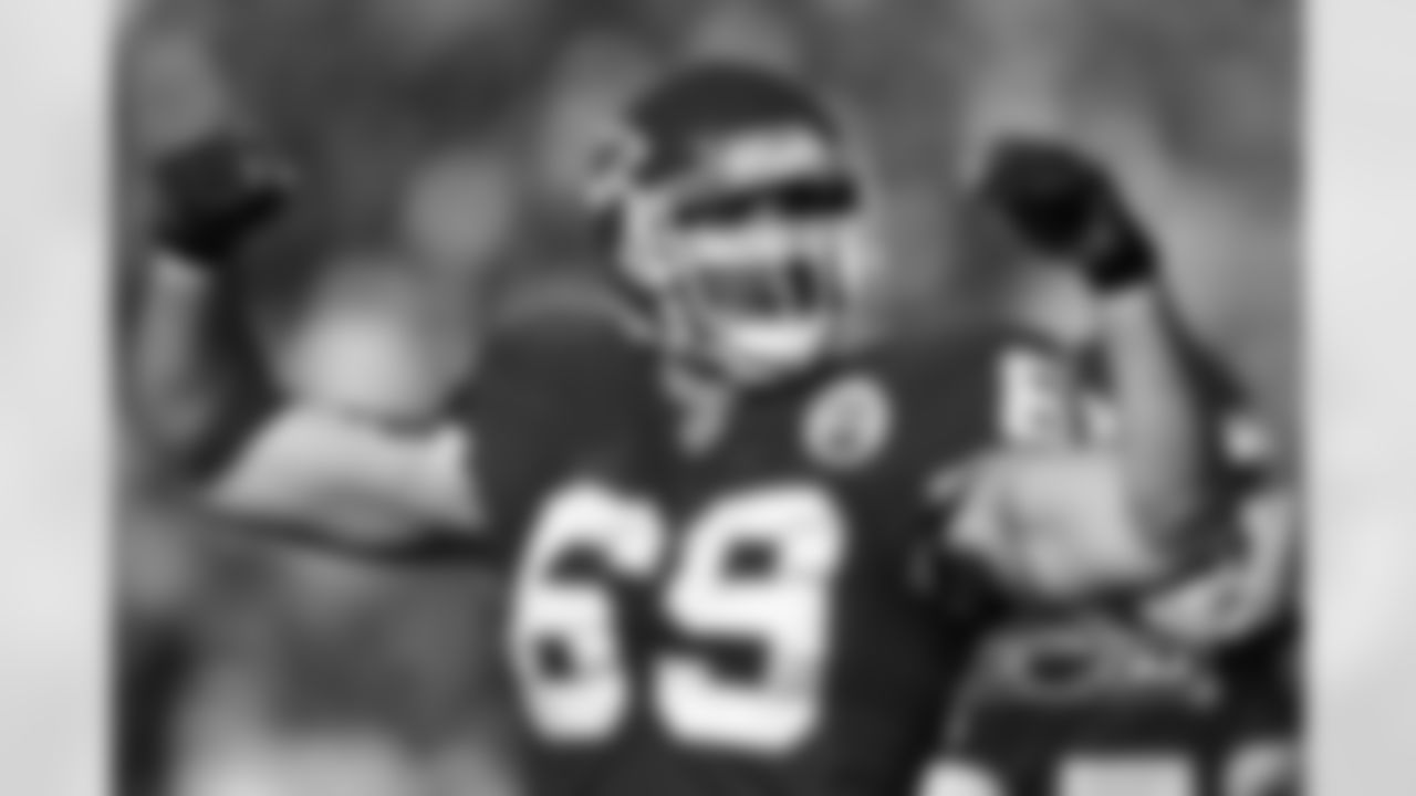 Jared Allen #69 of the Kansas City Chiefs gets the fans fired up.