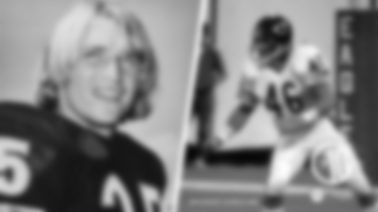 *(2) Doug Plank (No. 25 to 46) *
The hard-hitting safety was originally given No. 25 after arriving as a 12th-round pick in the 1975 draft. But the Bears traded for Steelers receiver Ron Shanklin in late August and Shanklin asked for No. 25—the number he had worn for five seasons in Pittsburgh. Plank acquiesced and switched to No. 46. Had that not happened, we'd probably all be talking about the famed 25 defense!