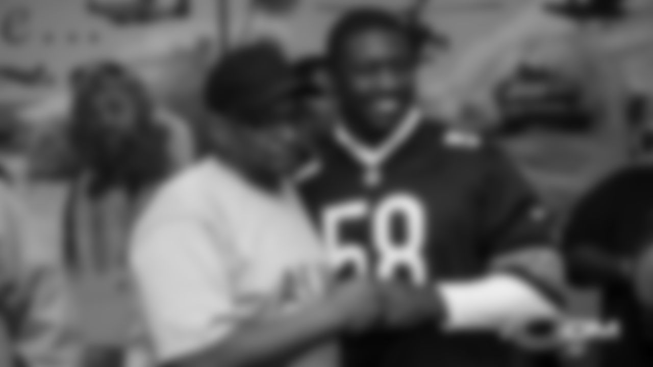 Members of the Chicago Bears visit with veterans at Hope Manor, Monday, November 5, 2018, in Chicago, Illinois.