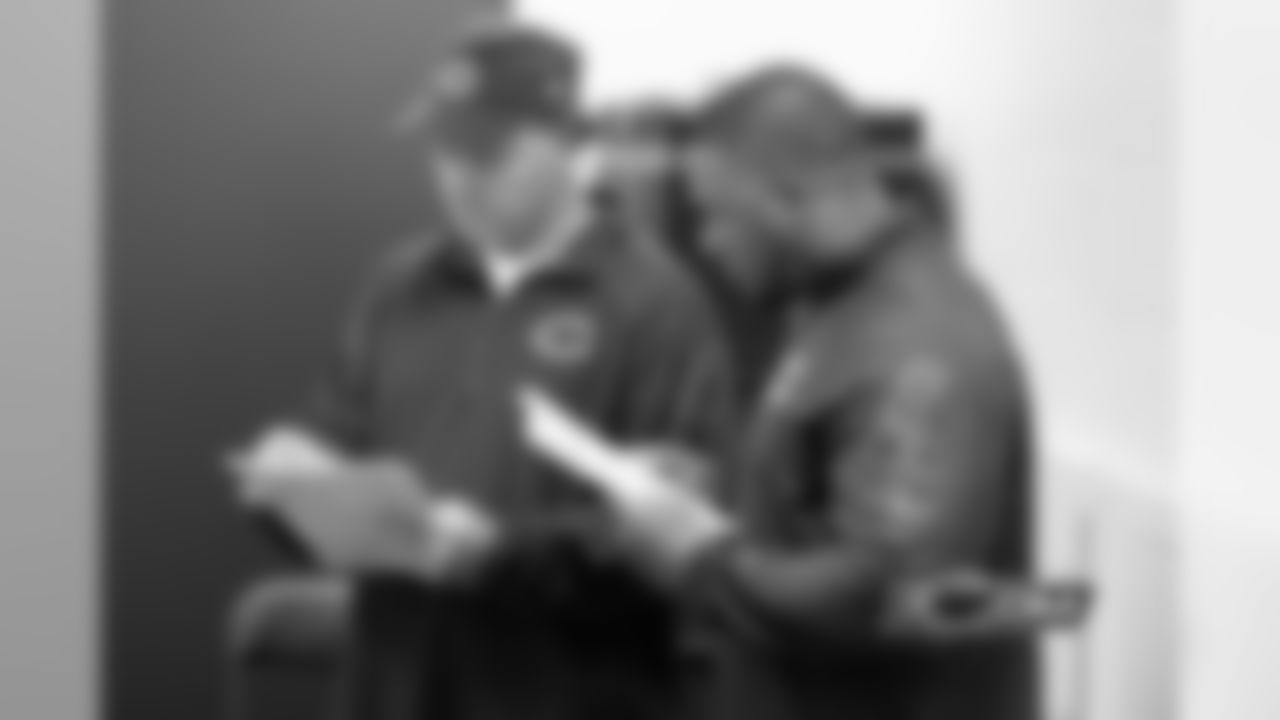 Special teams coordinator Joe DeCamillis (left) and asst. special teams coordinator Dwayne Stukes.