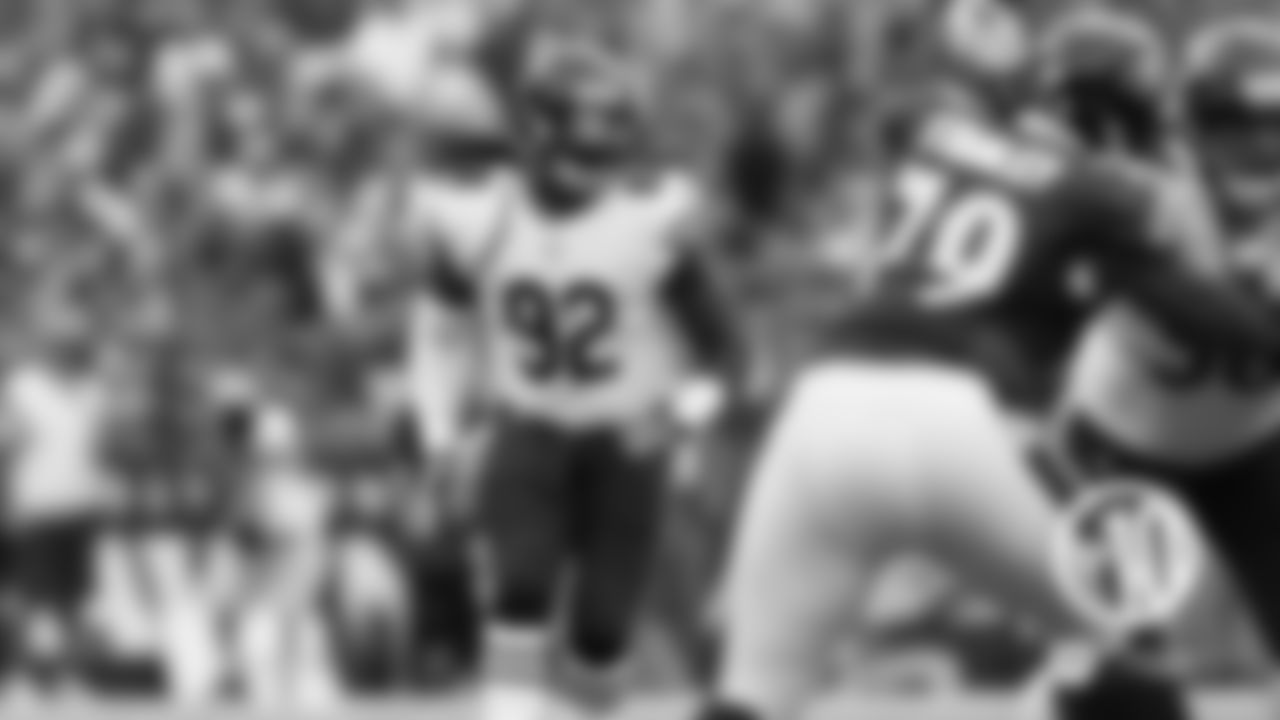 (10) Pernell McPhee vs. Ravens
Oct. 15, 2017 in Baltimore
McPhee registered one sack, one tackle-for-loss and one quarterback hit in a 27-24 overtime win. The veteran outside linebacker signed with the Bears in 2015 after spending his first four NFL seasons with the Ravens from 2011-14.