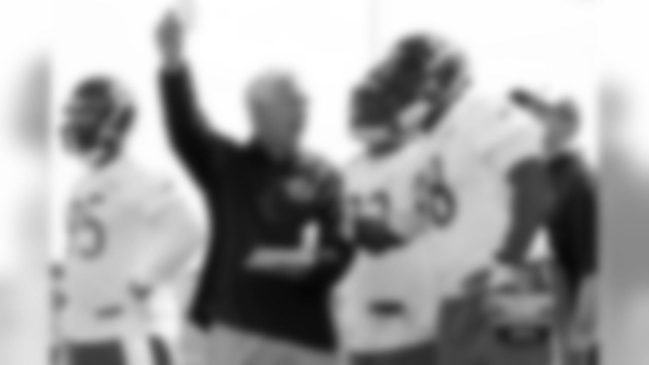 D-line coach Paul Pasqualoni at work