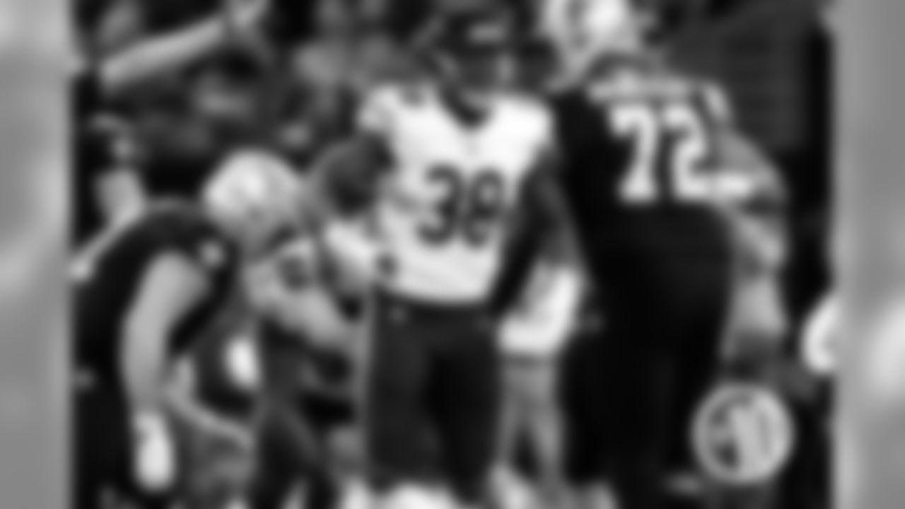 With the Bears trailing the Saints late in the fourth quarter, safety Adrian Amos rips the ball away from running back Mark Ingram and recovers the fumble as well.