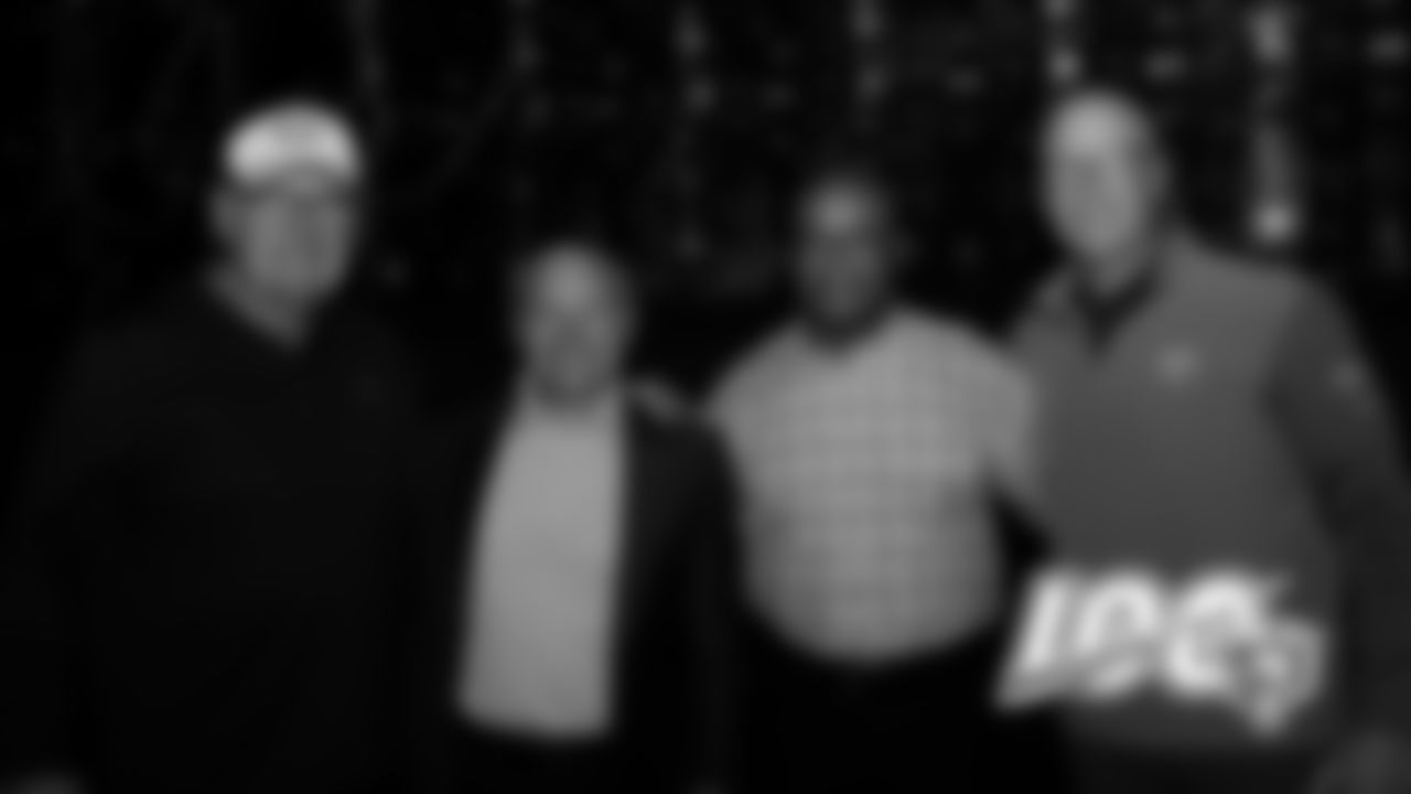 Dick Butkus, Jeff Joniak, Mike Singletary, and Tom Thayer after the Linebackers Legacy Panel