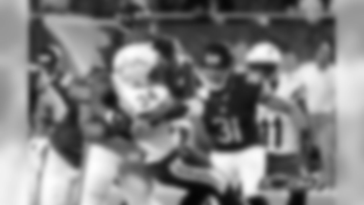 71 Aston Whiteside levels Chargers running back Fozzy Whittaker resulting in a five-yard loss.