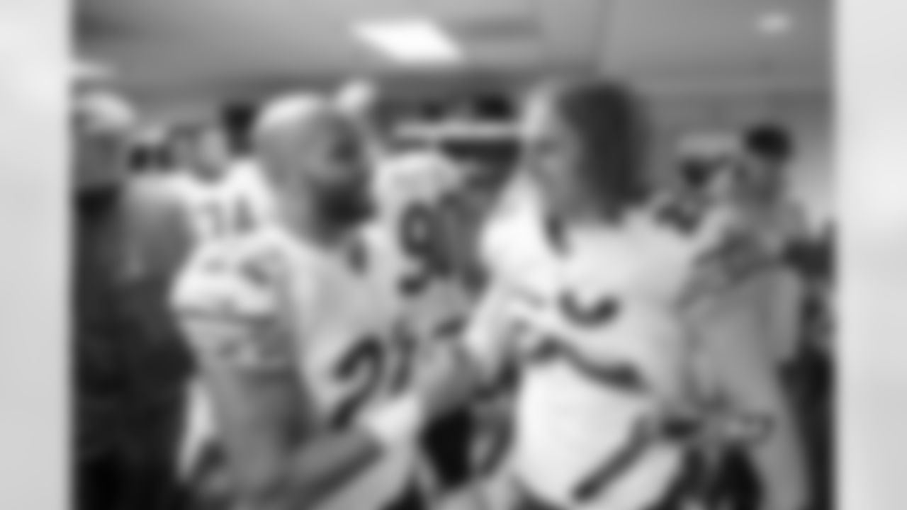 Running back Matt Forte and safety Craig Steltz are all smiles after edging the Packers 27-20 on Monday Night Football.