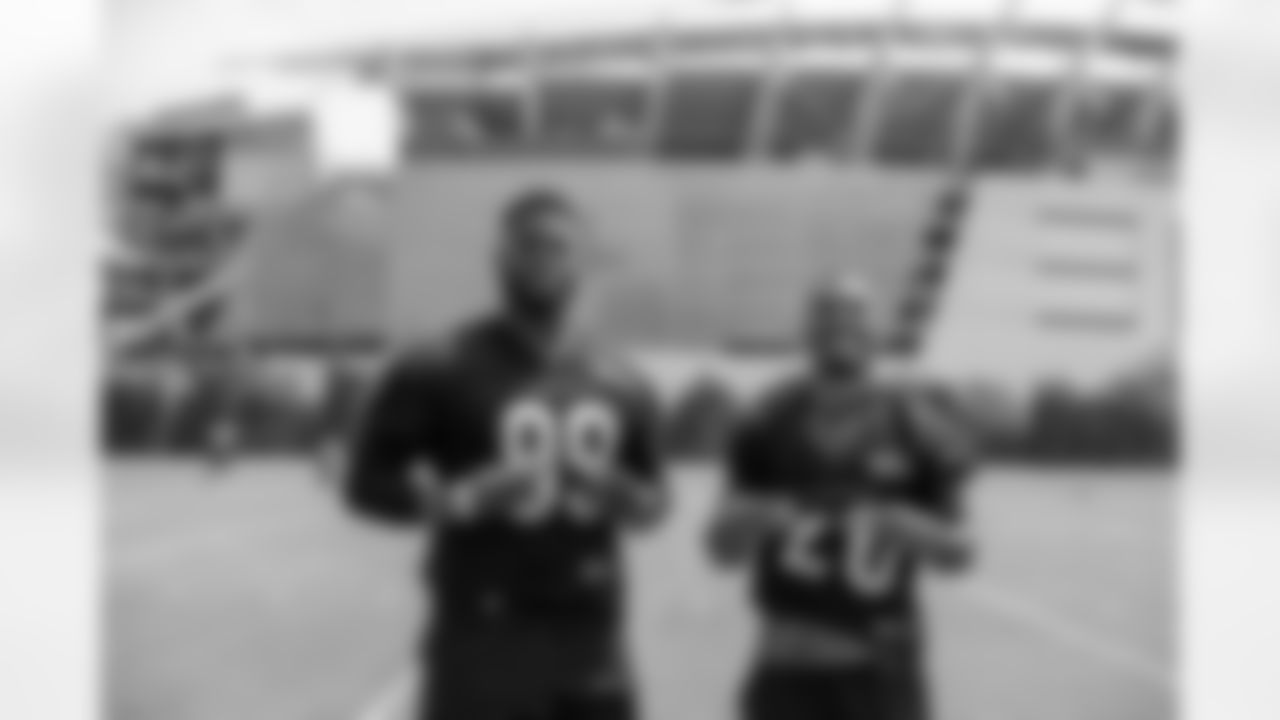 Rookies DE Myles Murphy (left) and CB DJ Turner pose for the camera during Phase 2 Training at Kettering Health Practice Fields on Wednesday, May 24 2023 in Cincinnati Ohio.